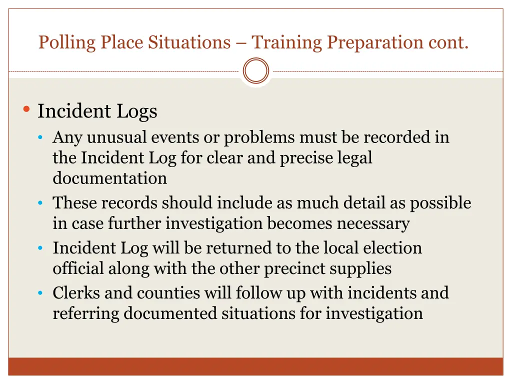 polling place situations training preparation cont