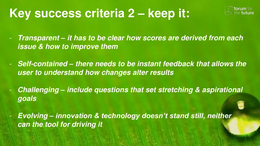 key success criteria 2 keep it