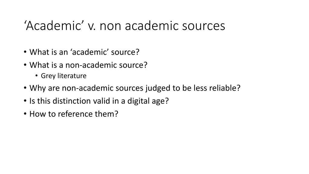 academic v non academic sources