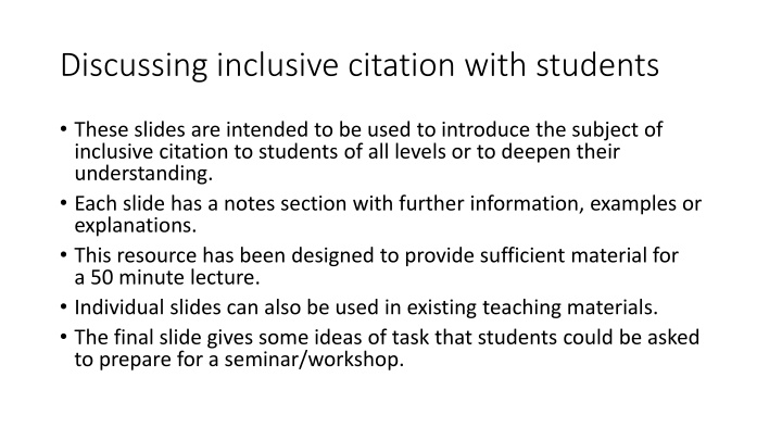 discussing inclusive citation with students