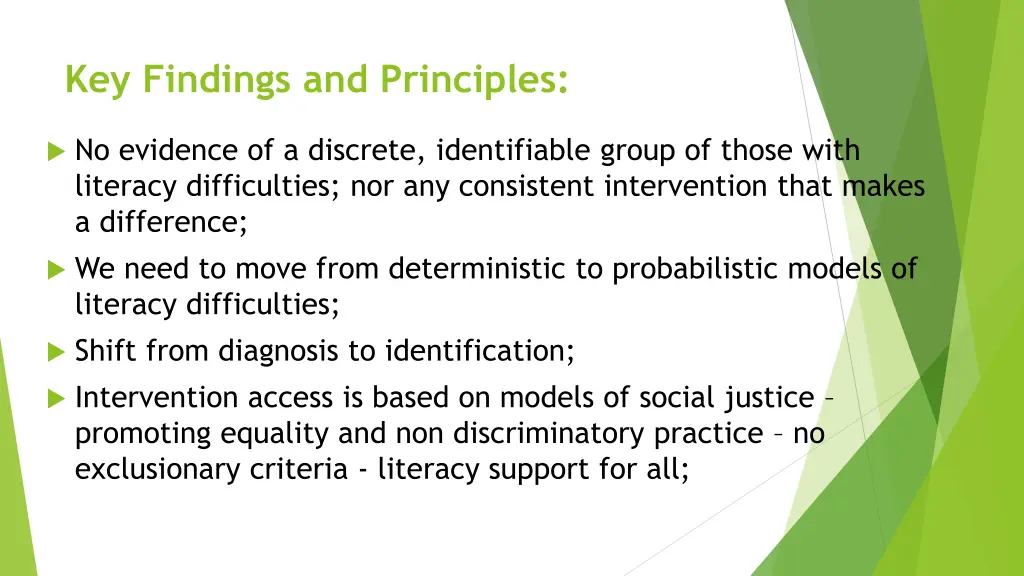 key findings and principles