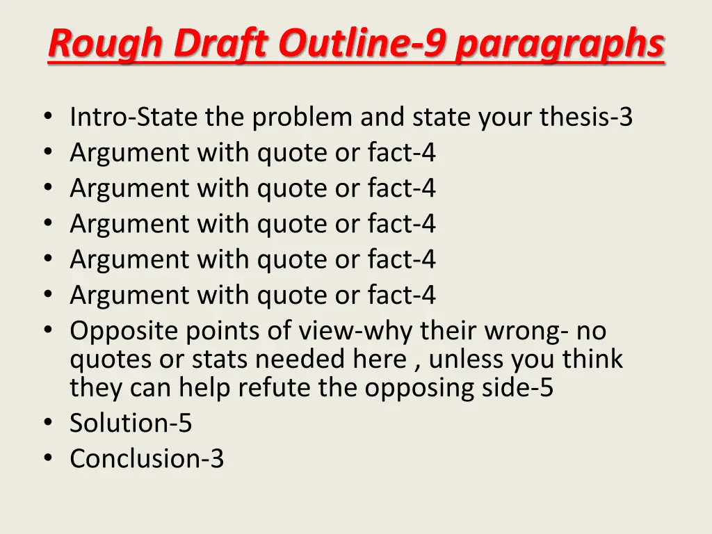 rough draft outline 9 paragraphs