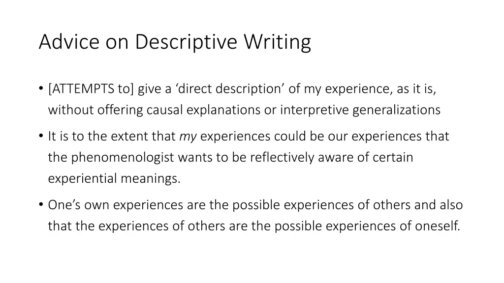 advice on descriptive writing