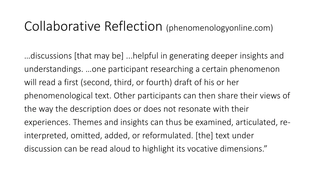 collaborative reflection phenomenologyonline com