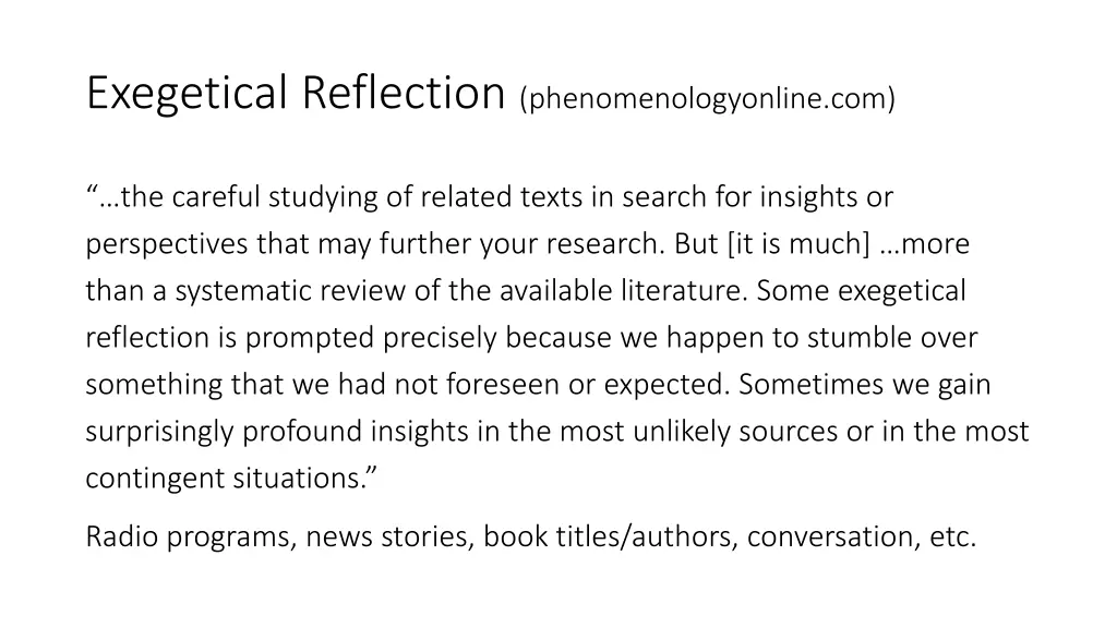 exegetical reflection phenomenologyonline com