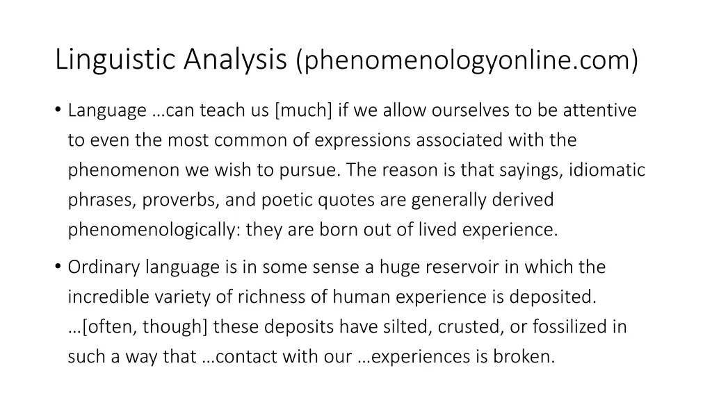 linguistic analysis phenomenologyonline com