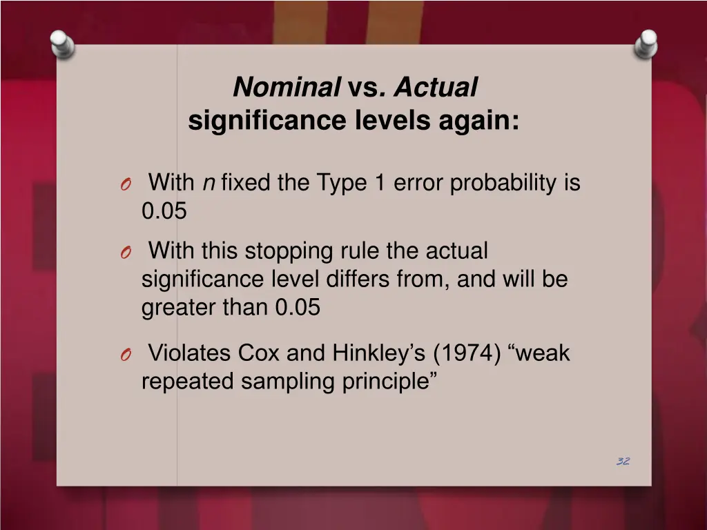 nominal vs actual significance levels again