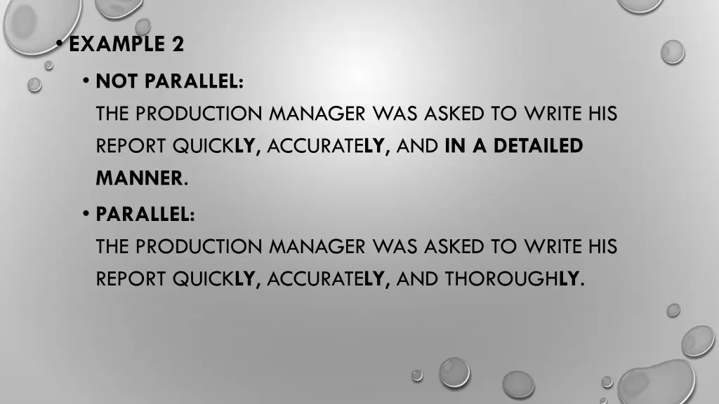 example 2 not parallel the production manager