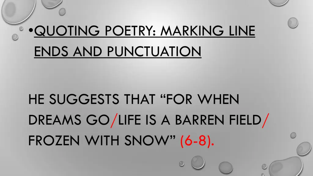 quoting poetry marking line ends and punctuation