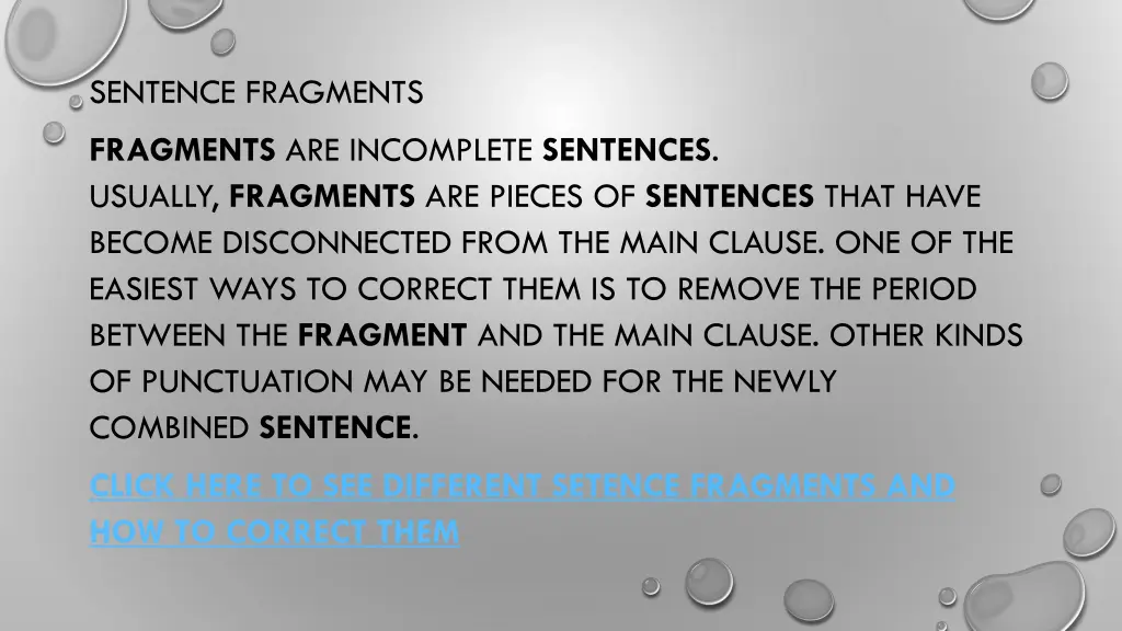 sentence fragments