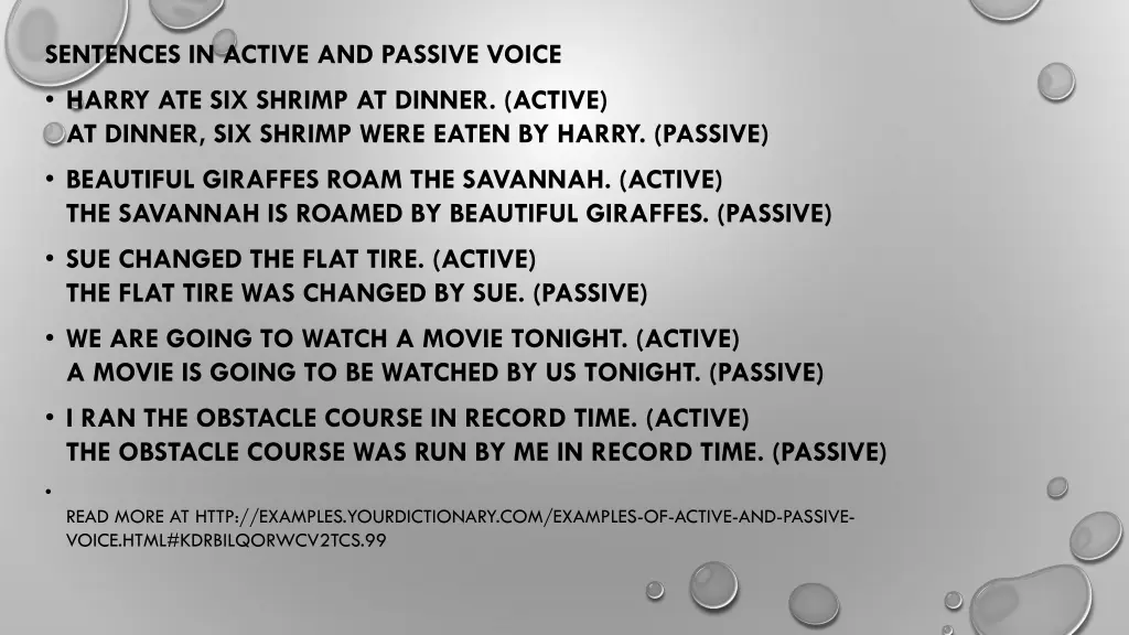 sentences in active and passive voice harry