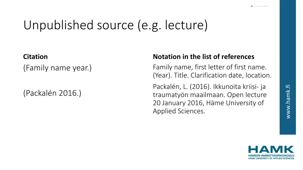 unpublished source e g lecture