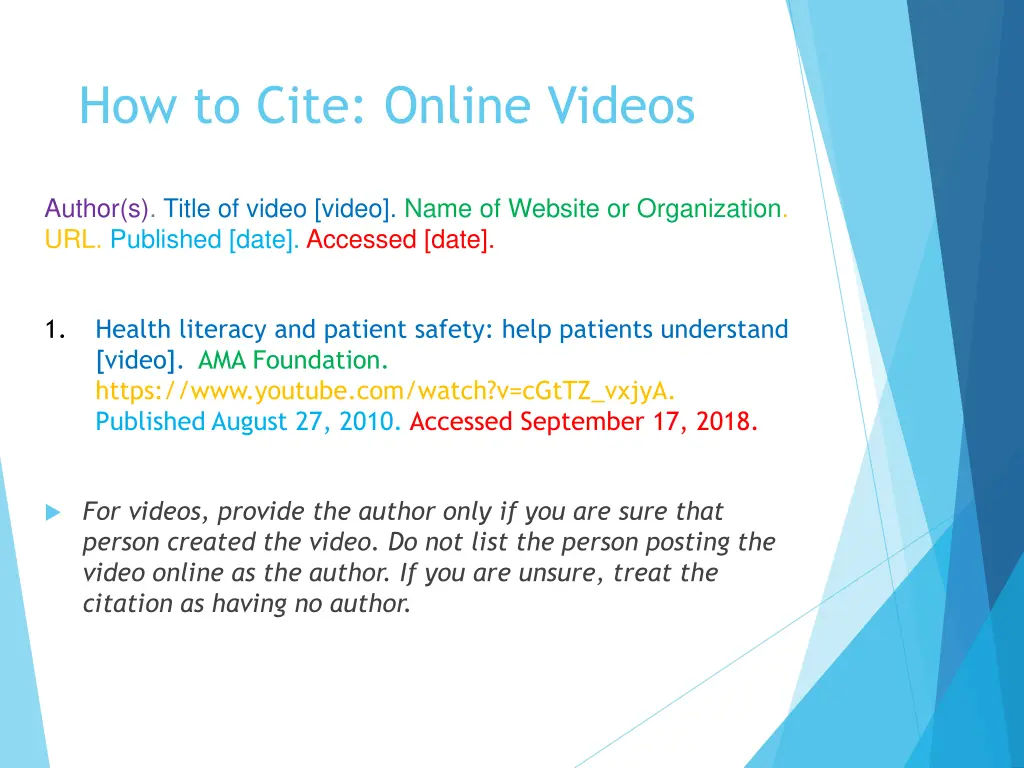 how to cite online videos