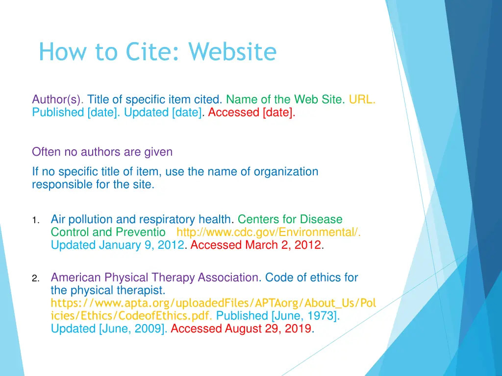 how to cite website