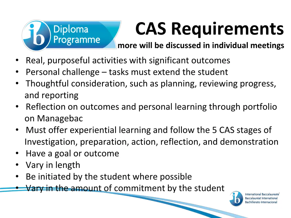 cas requirements more will be discussed