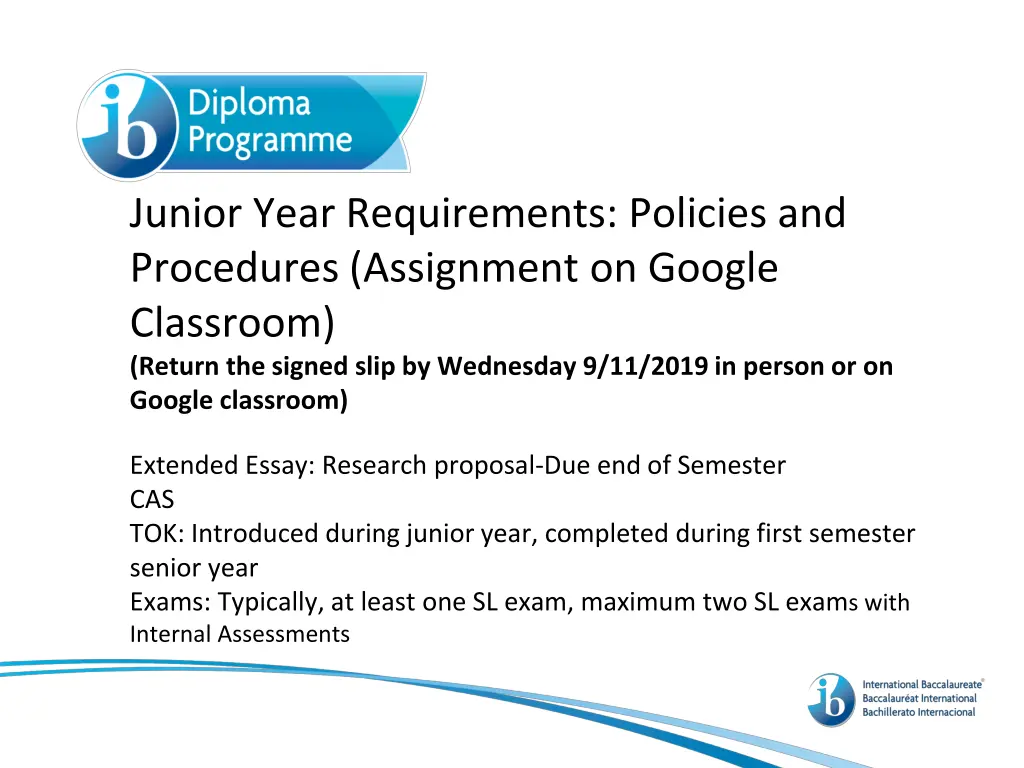 junior year requirements policies and procedures