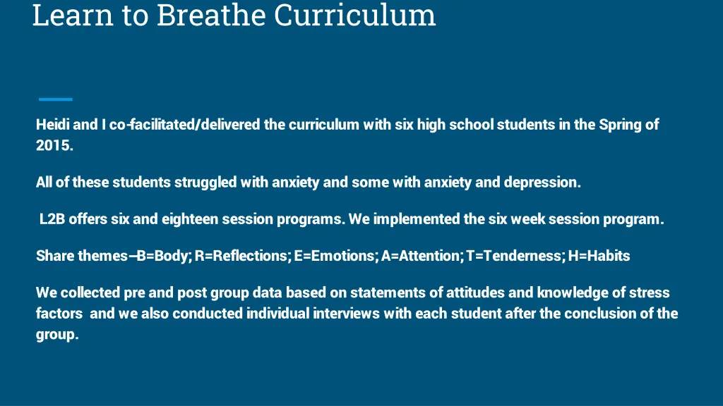 learn to breathe curriculum