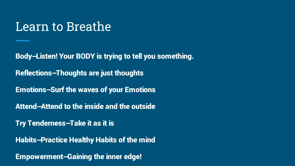 learn to breathe