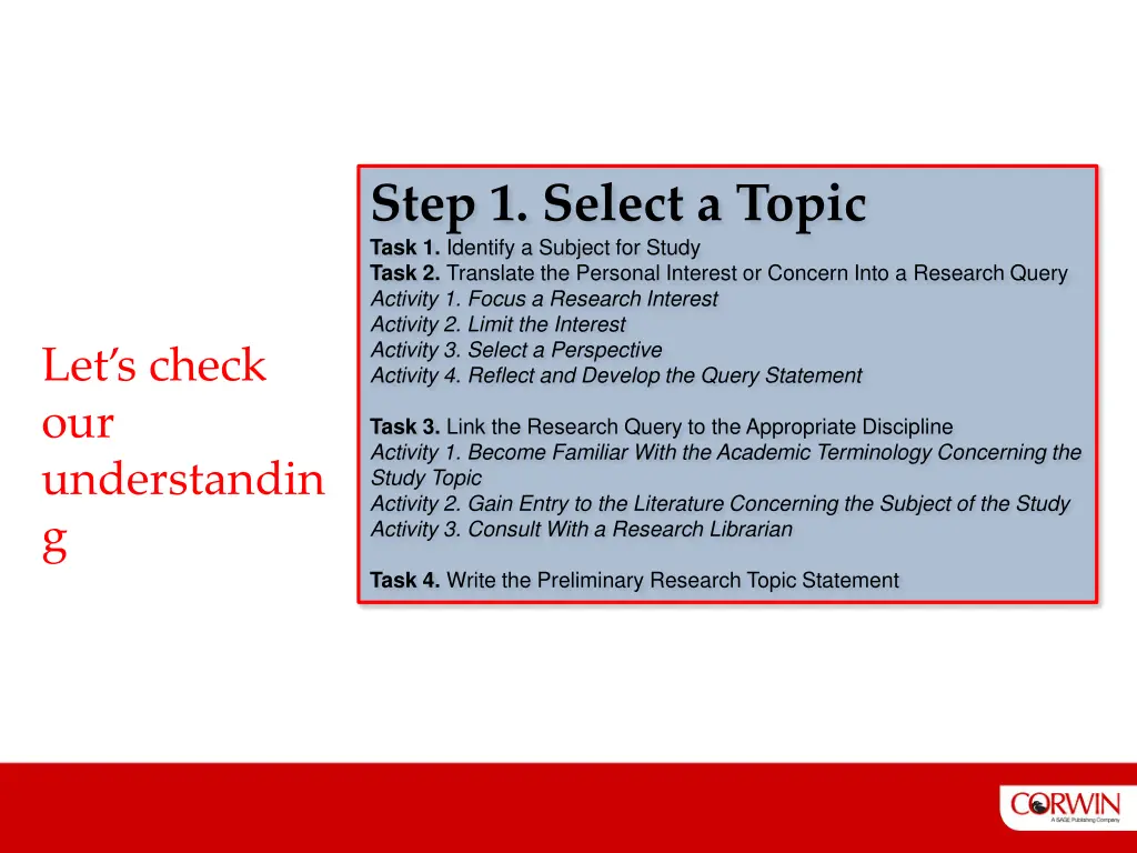 step 1 select a topic task 1 identify a subject