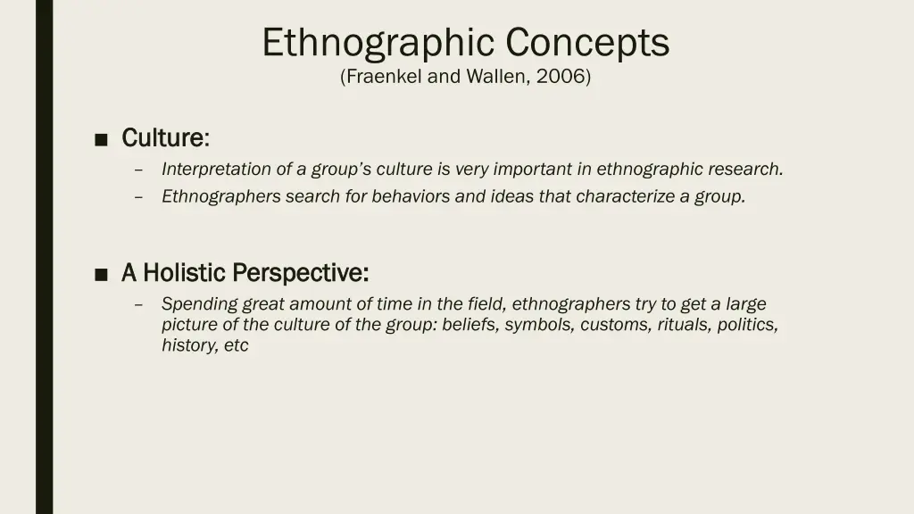 ethnographic concepts fraenkel and wallen 2006