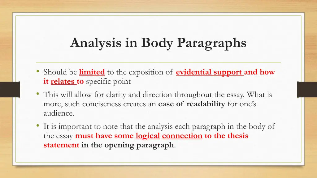 analysis in body paragraphs