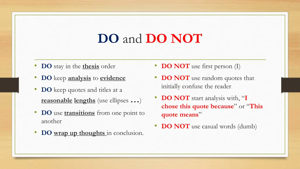 do and do not