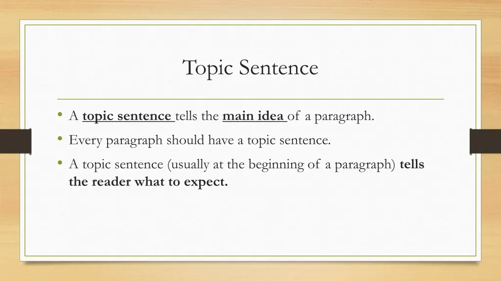 topic sentence