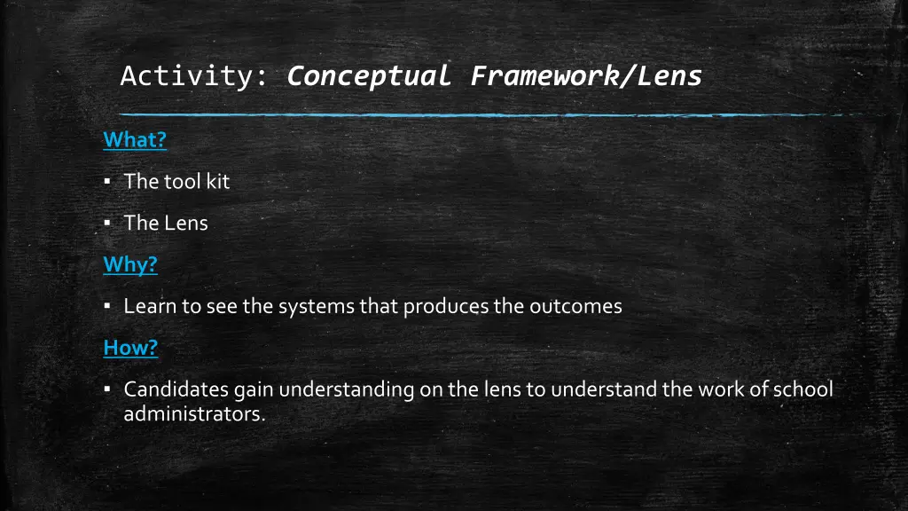 activity conceptual framework lens