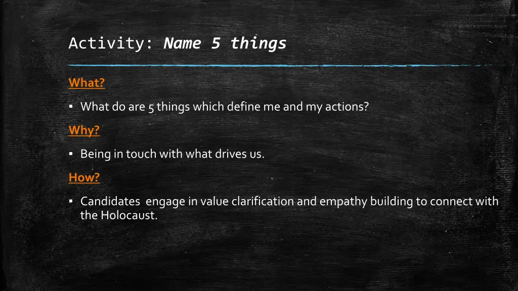 activity name 5 things