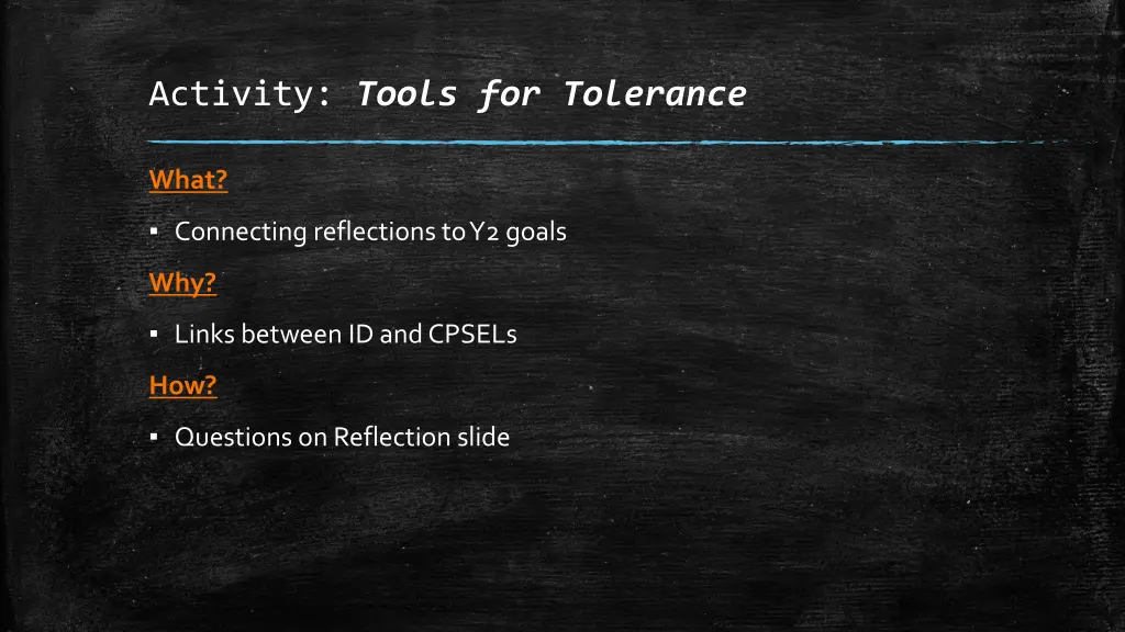 activity tools for tolerance