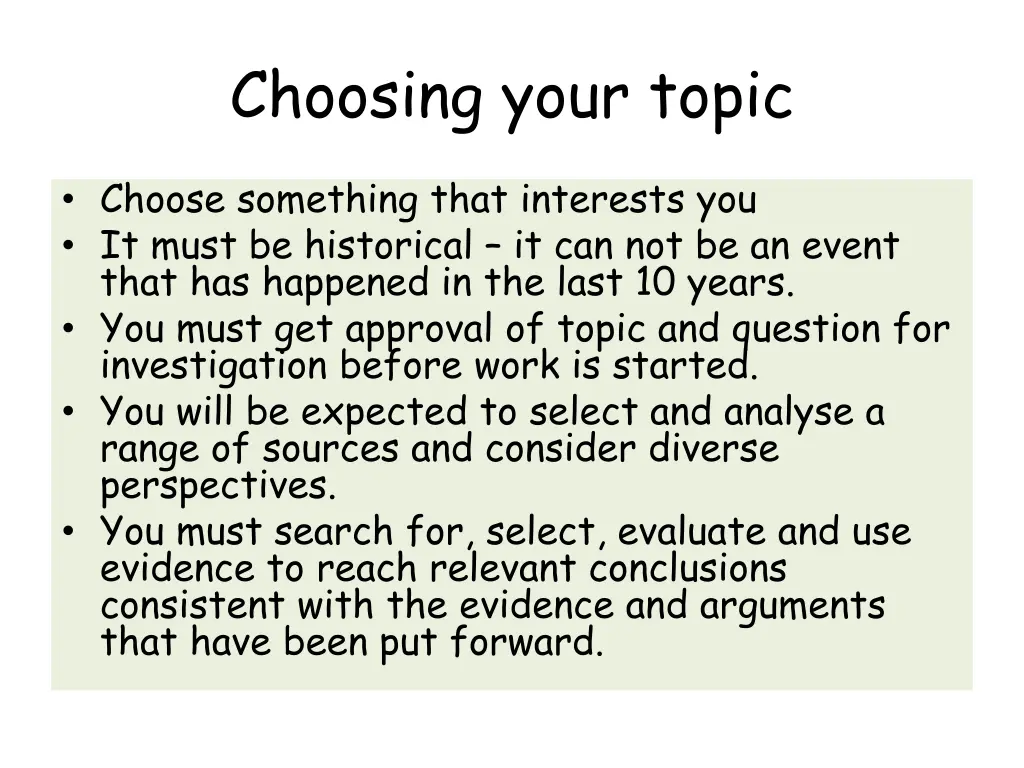 choosing your topic