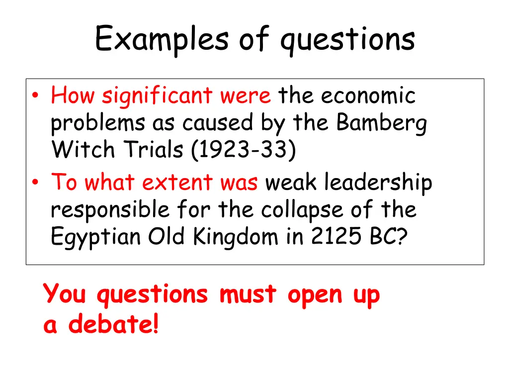 examples of questions