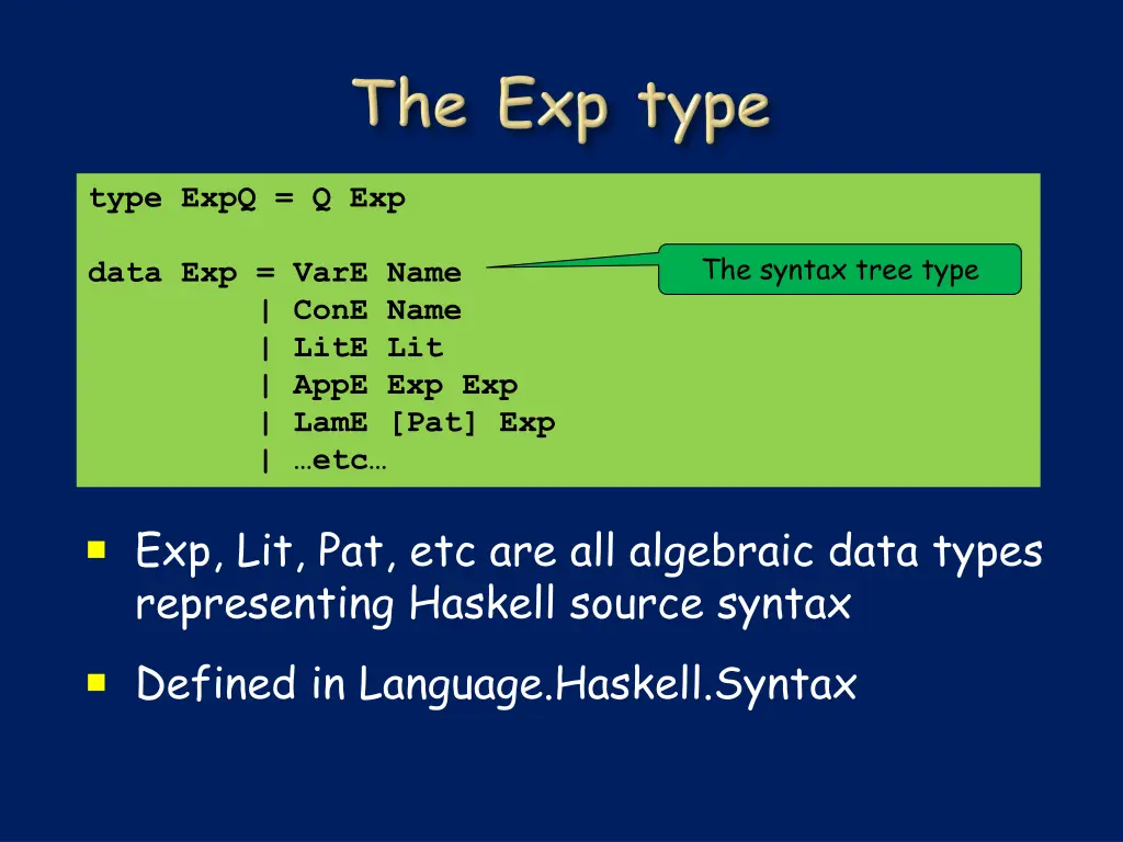 type expq q exp