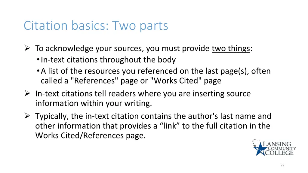 citation basics two parts