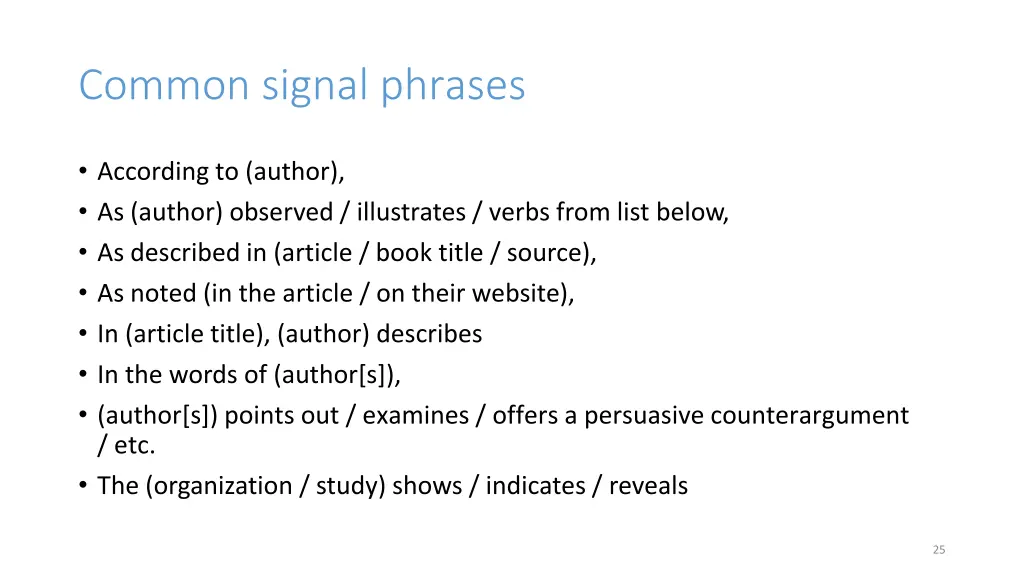 common signal phrases