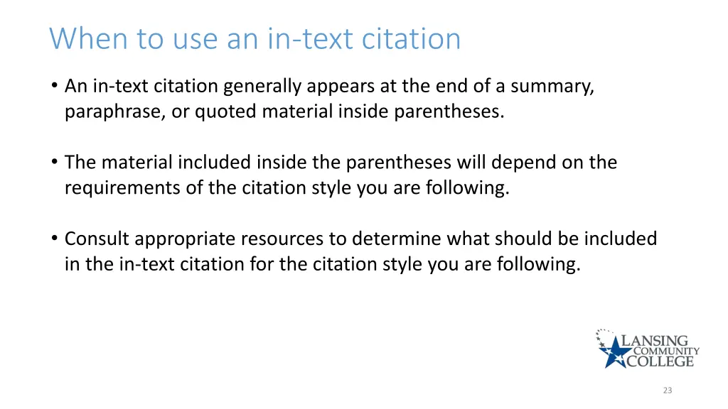 when to use an in text citation