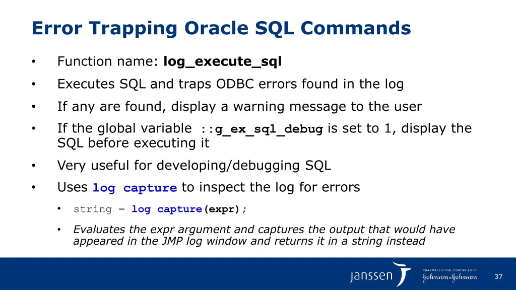 error trapping oracle sql commands