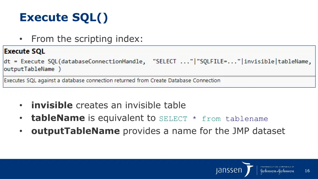 execute sql