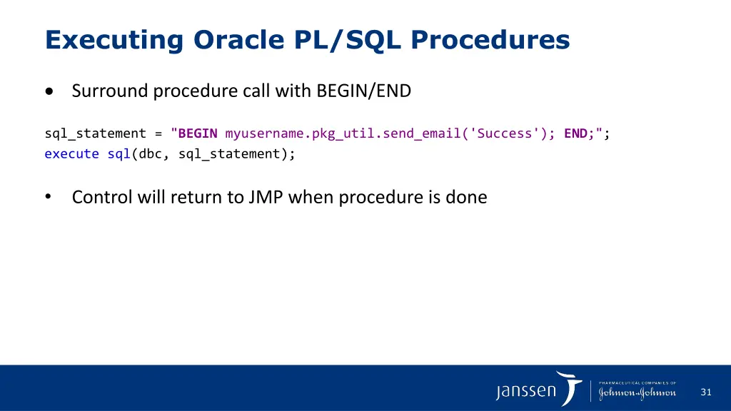 executing oracle pl sql procedures