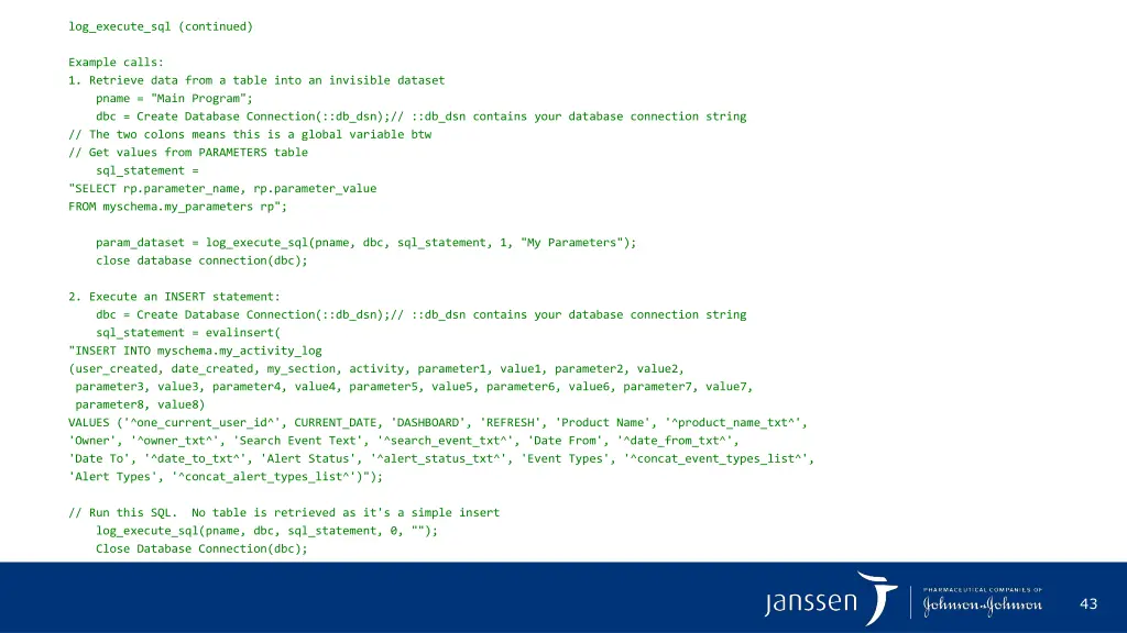 log execute sql continued