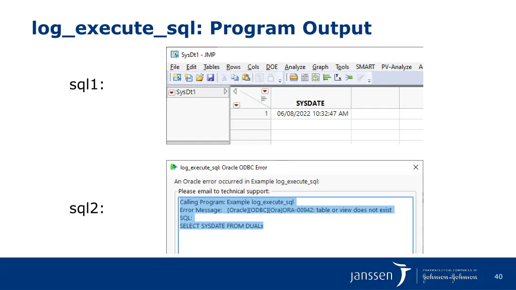 log execute sql program output