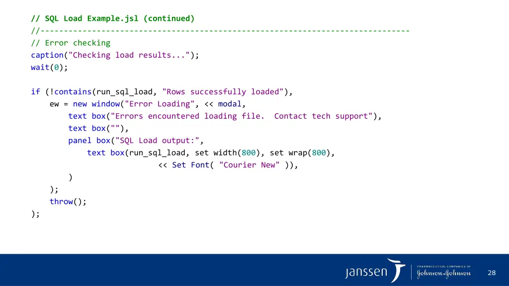 sql load example jsl continued error checking