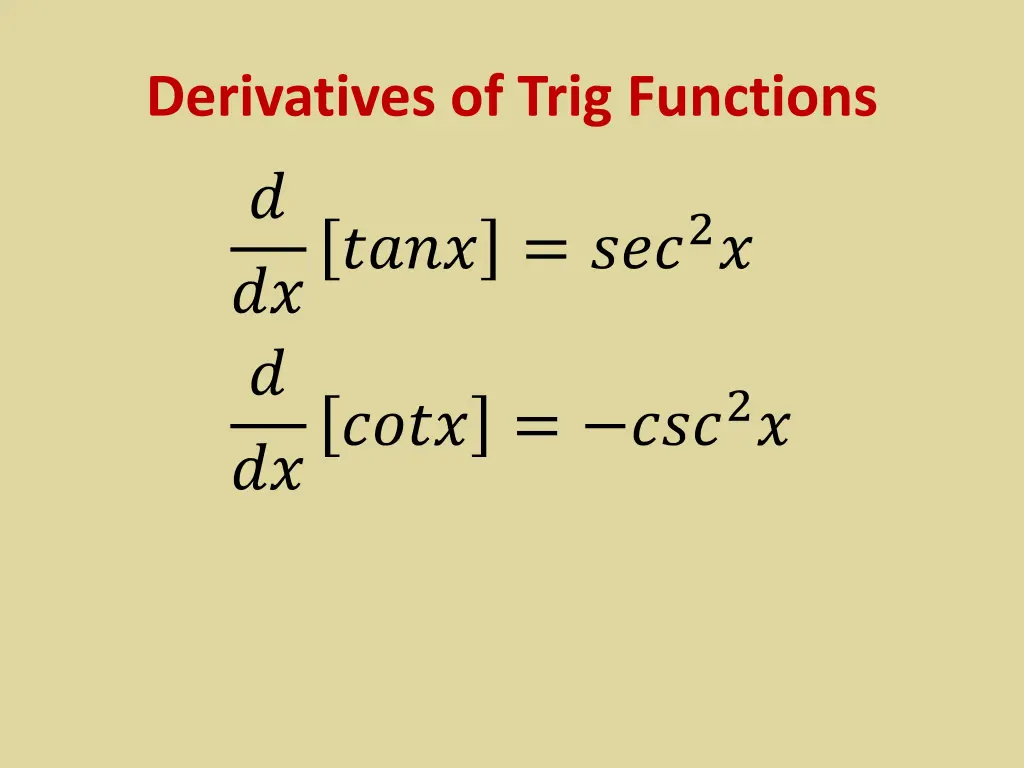 derivatives of trig functions