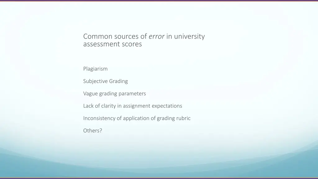 common sources of error in university assessment