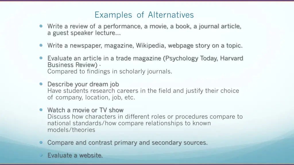 examples of alternatives 3