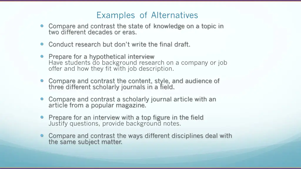 examples of alternatives 4