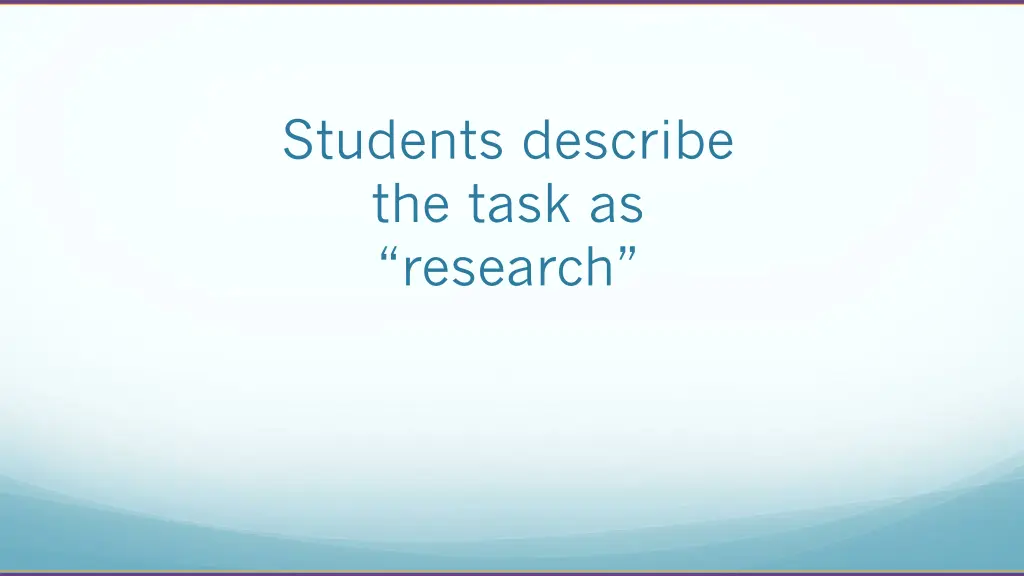 students describe the task as research