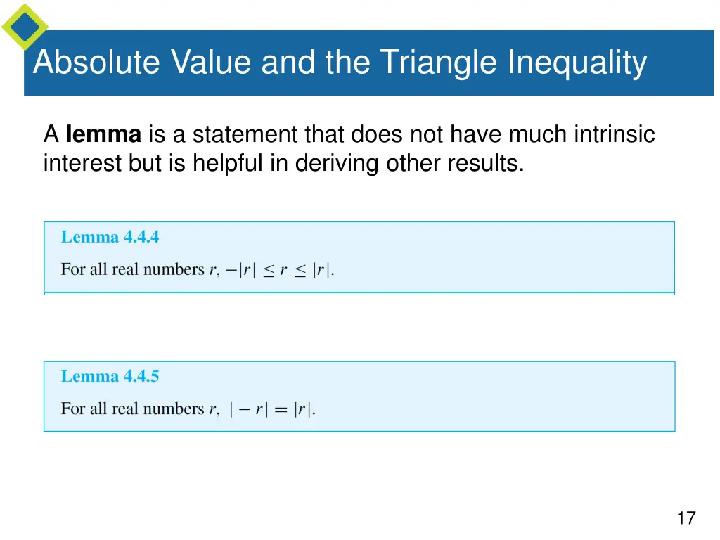 absolute value and the triangle inequality 1