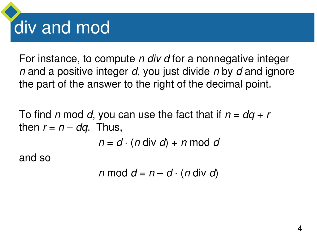 div and mod 2