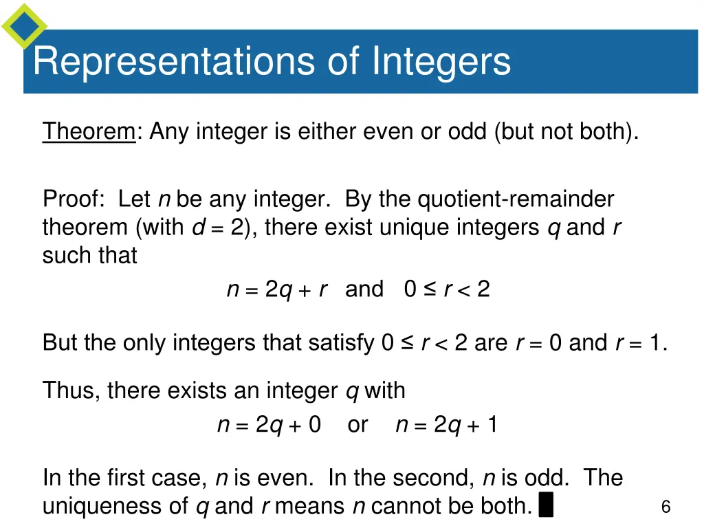 representations of integers